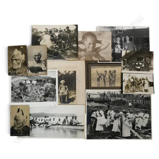13 MAORI PHOTOGRAPHS some 19thC some reprint: 2 by Troughton Clark Maori children swimming + 'Ngawi Kura' etc